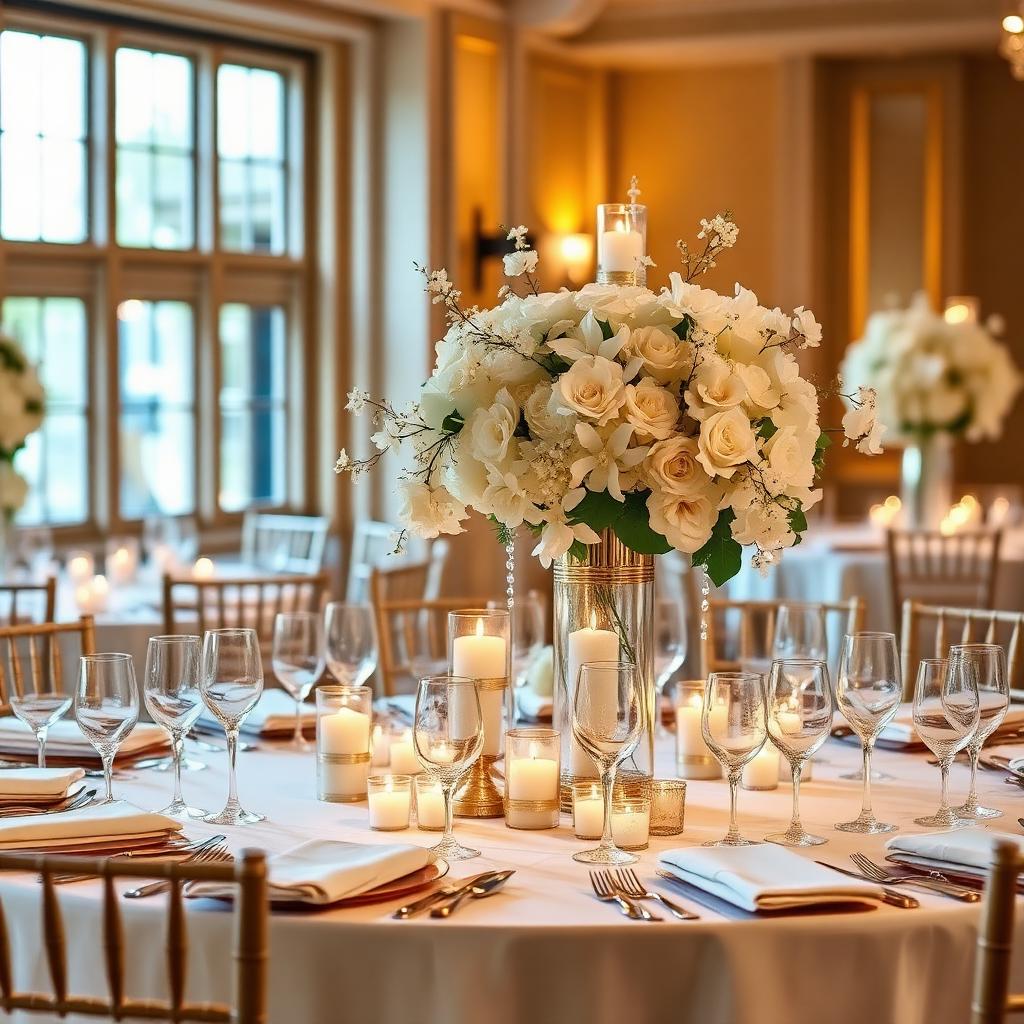 Elegant wedding reception table setting