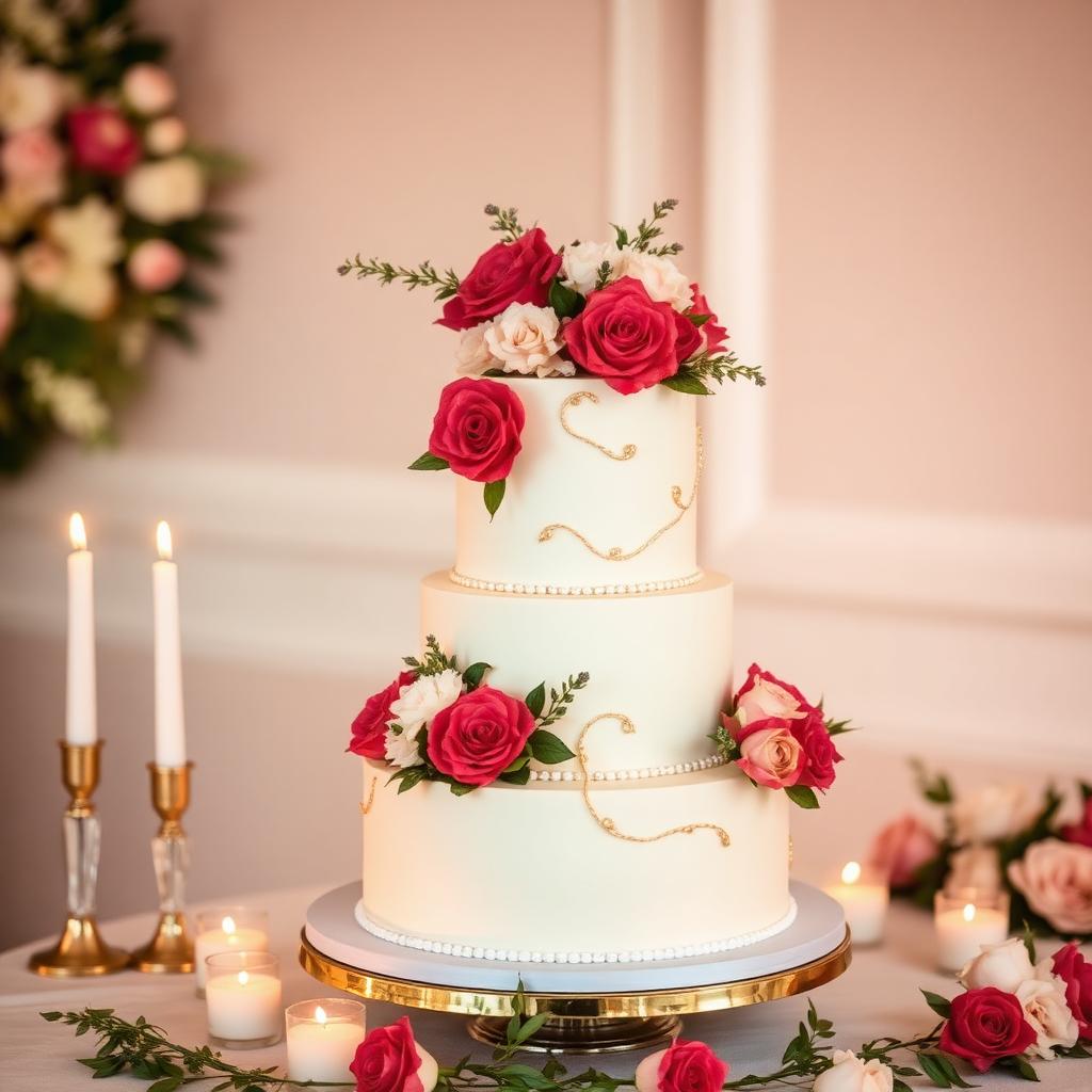Multi-tier wedding cake with florals